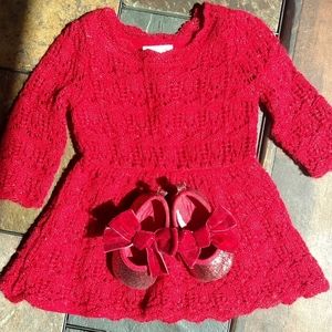 Girls sparkle red dress 👗 and shoes
